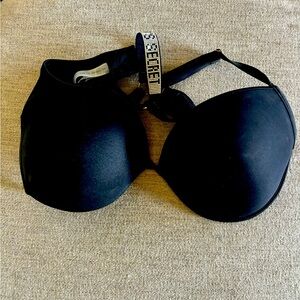 Brand new Victoria's Secret push up black bikini top with a rhinestone strap
